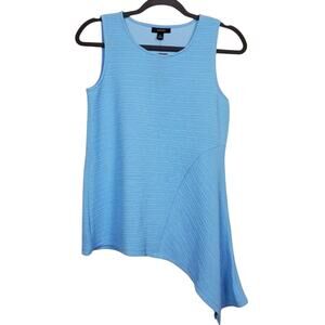 Alfani Asymmetrical Hem Tank Top Womens Size PS Petite Light Blue Stretch